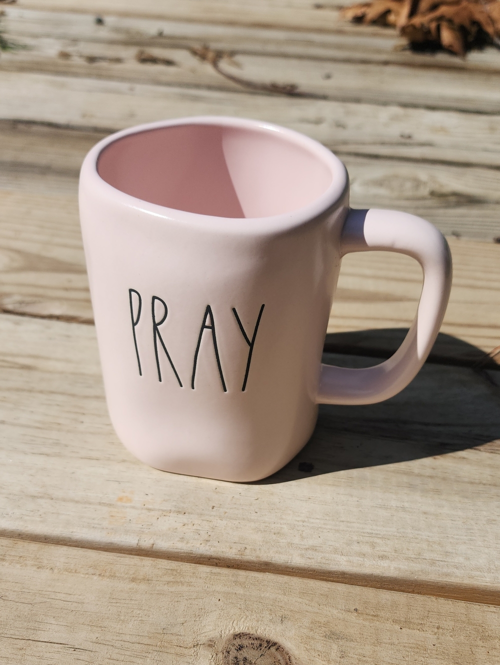 Rae Dunn Pink 'PRAY' Ceramic Mug